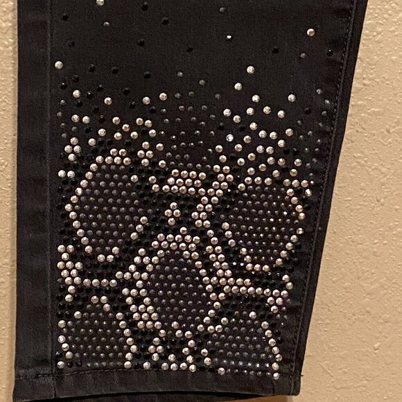 DG2 Diane Gilman Embellished Jeans Black Stretch Zip 5-pockets Women's Size 10T - Picture 3 of 8